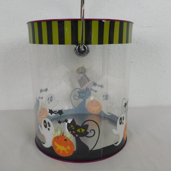 Halloween Gift Container Pail Bucket Trick or Treat Pumpkin Ghost Black Cat New - Picture 3 of 9